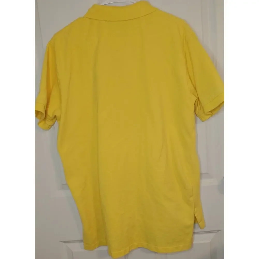 Polo Ralph Lauren Classic Bright Yellow Mesh Navy Pony Shirt Mens Large Golf